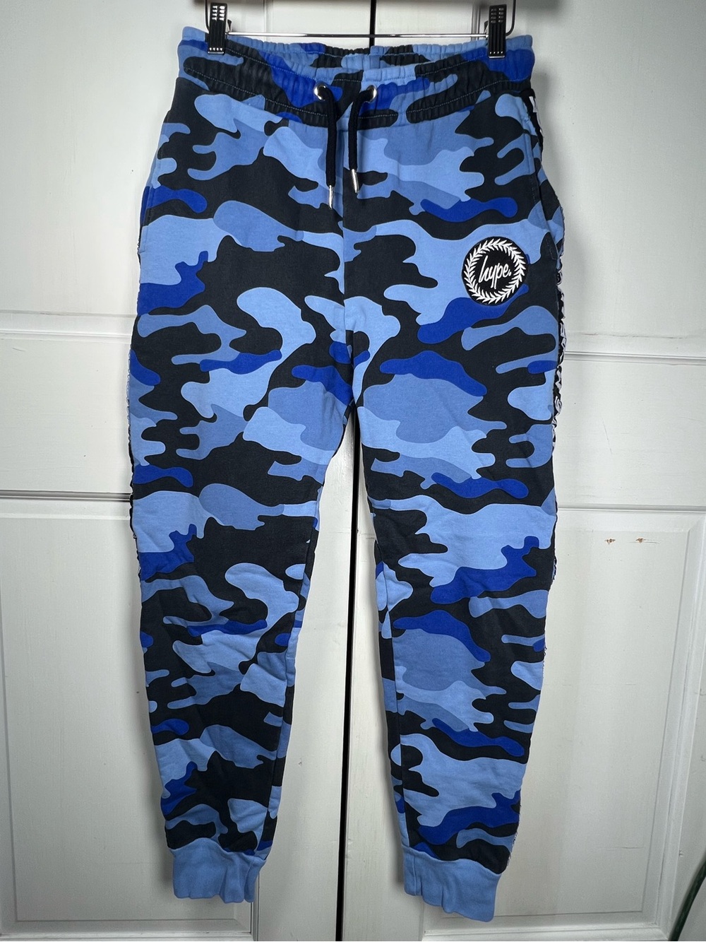 Hype Blue Camo Unisex Joggers with Drawstring Waist Size Junior 10